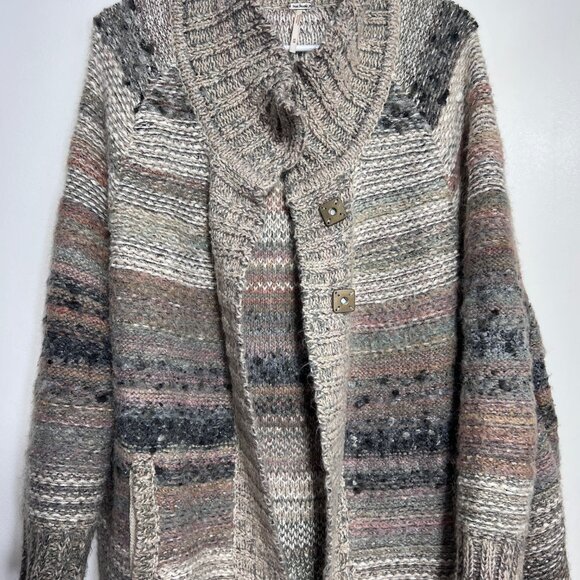 Free People Starlight Shadow Poncho Cardigan Women's Size Medium Oversized - Picture 6 of 10